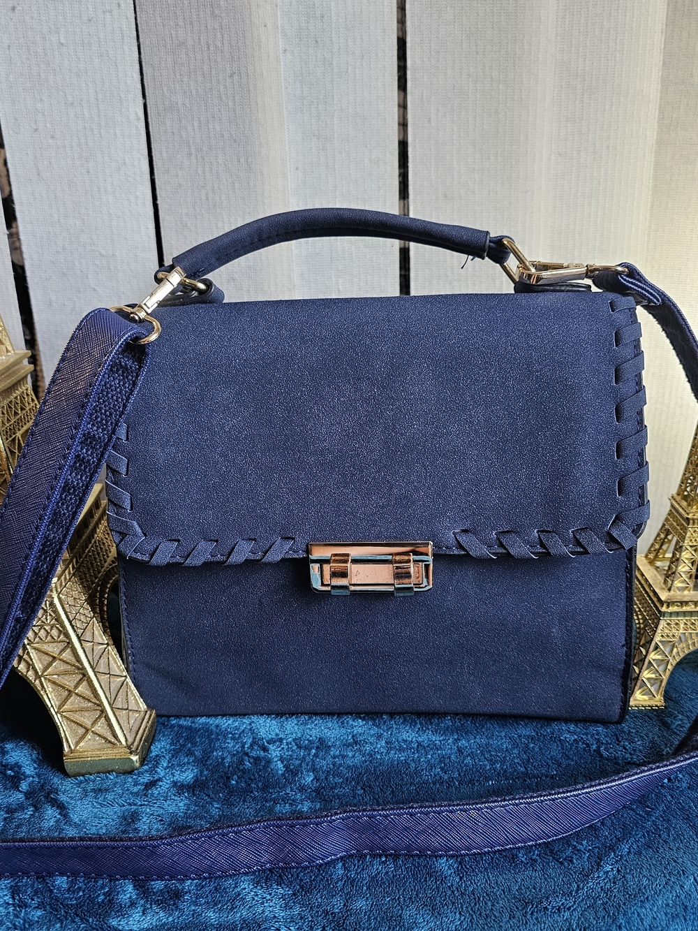 Classic Navy Top-Handle Satchel Bag